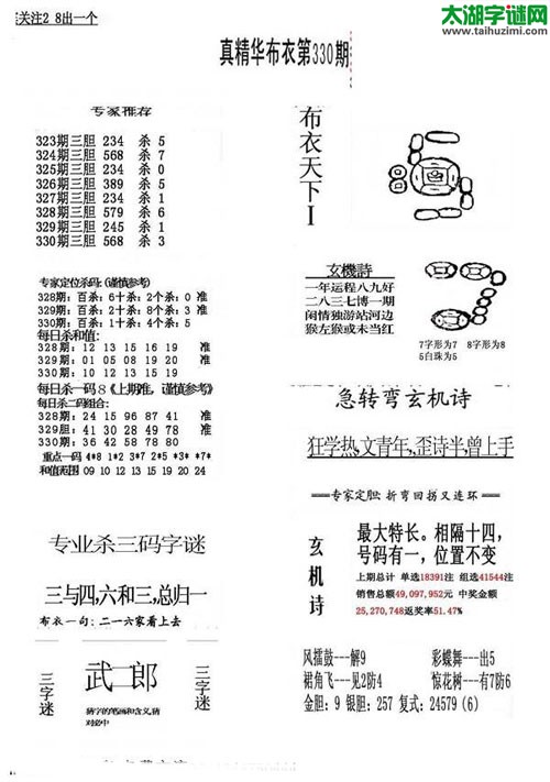 福彩3d布衣天下-15330期