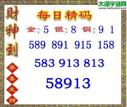 福彩3d第2015331期每日精码图