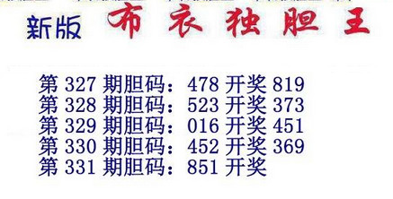 3d15331期：新版布衣独胆王图谜