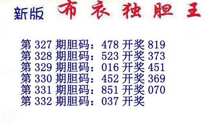 3d15332期：新版布衣独胆王图谜