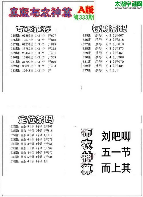 福彩3d布衣神算AB版-15333期
