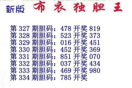 3d15334期：新版布衣独胆王图谜