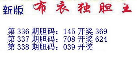 3d15338期：新版布衣独胆王图谜