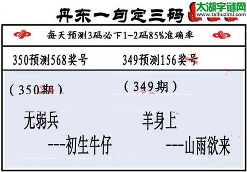 3d第2015350期丹东一句定三码