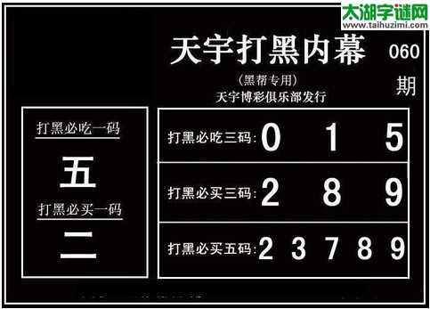 3d060期：天宇图谜(胆码杀号+必买五码)