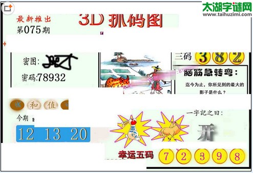3d075期：红五图库（幸运五码）