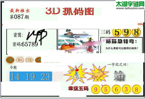 3d087期：红五图库（幸运五码）