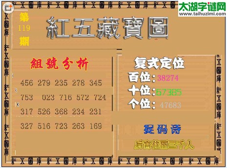 福彩3d红五藏宝图16119期