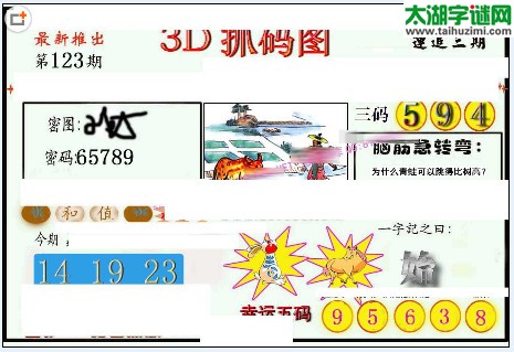 3d123期：红五图库（幸运五码）