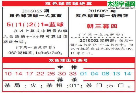 双色球2016065期：彩票指南电子报
