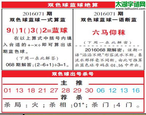 双色球2016071期：彩票指南电子报