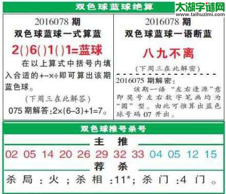 双色球2016078期：彩票指南电子报