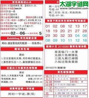 双色球2016080期：彩票指南电子报