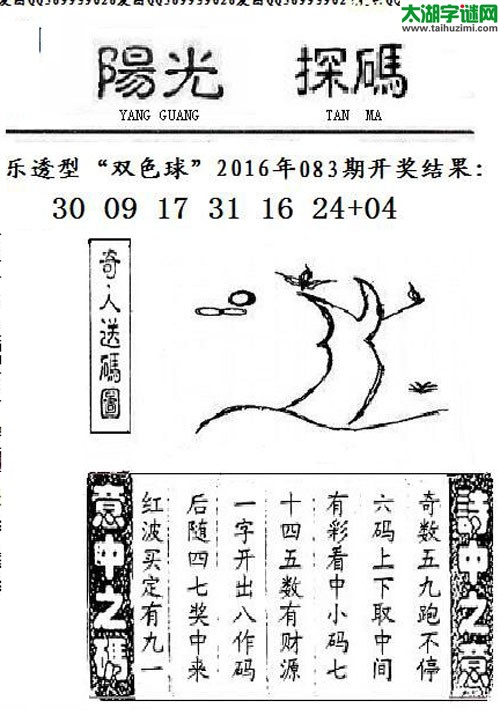 双色球2016084期：彩民乐与阳光探码图