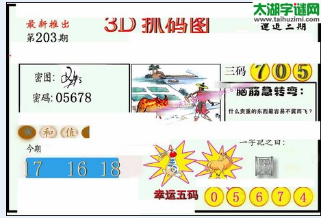 3d203期：红五图库（幸运五码）