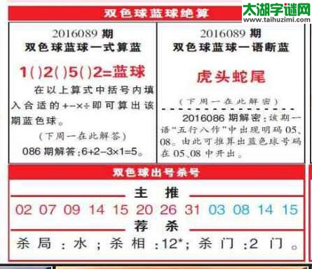 双色球2016089期：彩票指南电子报