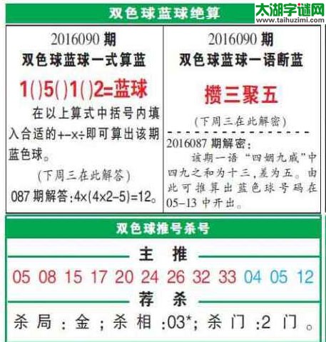 双色球2016090期：彩票指南电子报