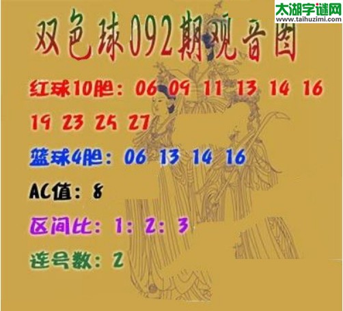 双色球2016092期：观音图