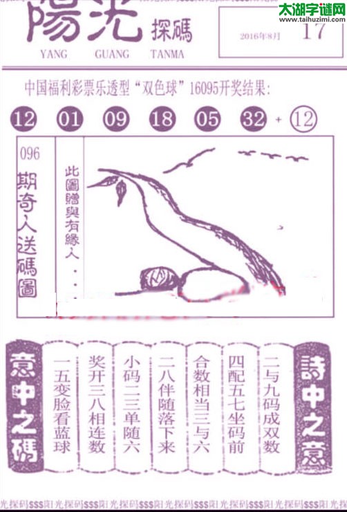 双色球2016096期：彩民乐与阳光探码图