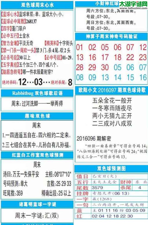 双色球2016097期：彩票指南电子报
