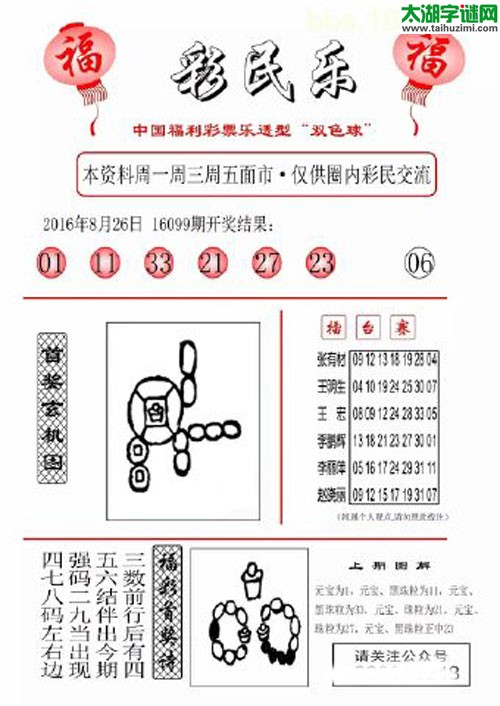 双色球2016100期：彩民乐与阳光探码图