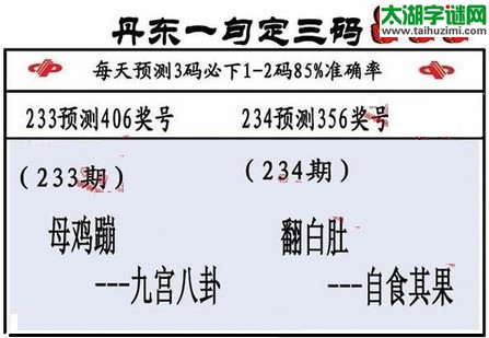 3d第2016234期丹东一句定三码