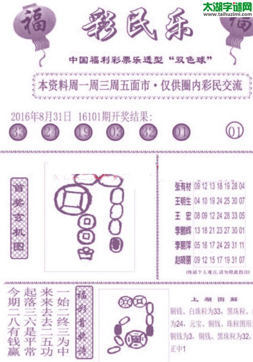 双色球2016102期：彩民乐与阳光探码图
