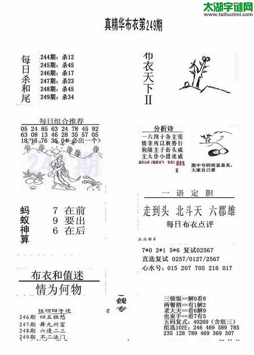 3d布衣天下图谜2016249期