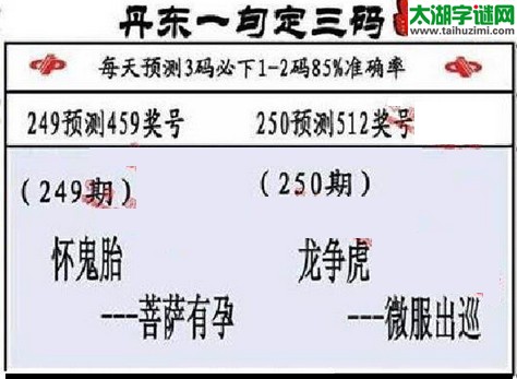 3d第2016250期丹东一句定三码