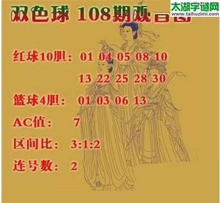双色球2016108期：观音图