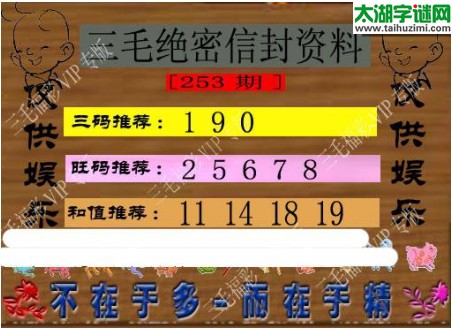 3d253期：3d三毛图库汇总