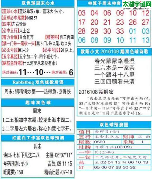 双色球2016109期：彩票指南电子报