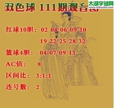 双色球2016111期：观音图