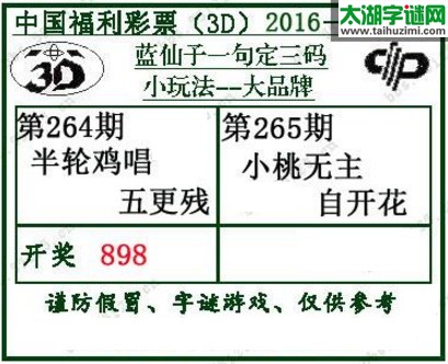 蓝仙子一句定三码16265期