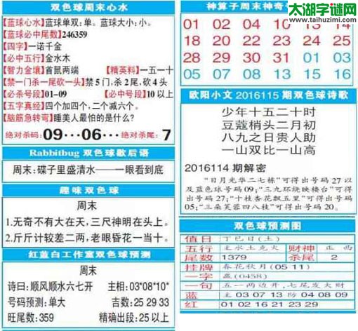 双色球2016115期：彩票指南电子报
