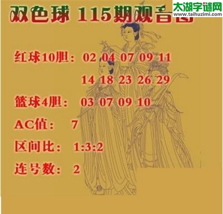 双色球2016115期：观音图