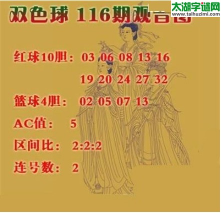 双色球2016116期：观音图