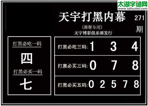 3d271期：天宇图谜(胆码杀号+必买五码)