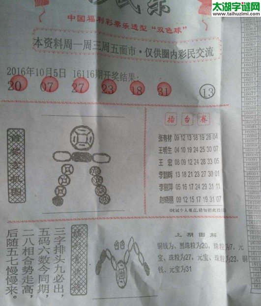 双色球2016117期：彩民乐与阳光探码图