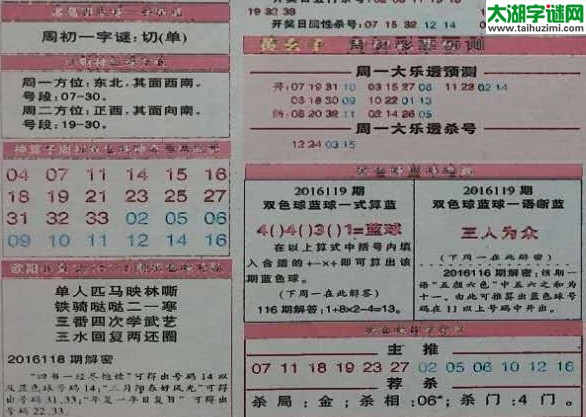 双色球2016119期：彩票指南电子报