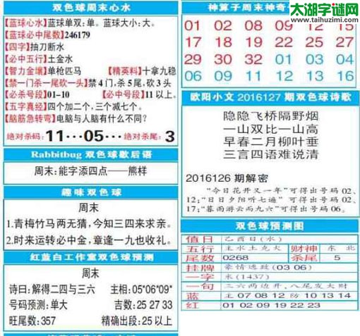 双色球2016127期：彩票指南电子报