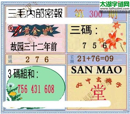 3d300期：3d三毛图库汇总