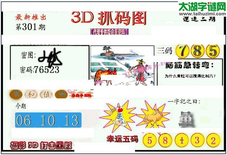 3d301期：红五3d图库总汇（幸运五码）