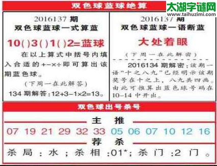 双色球2016137期：彩票指南电子报