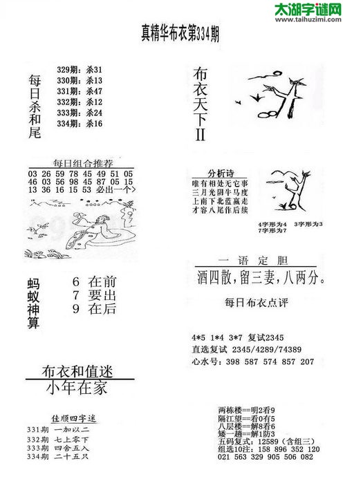 3d布衣天下图谜2016334期