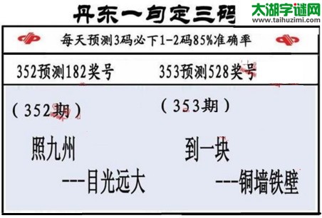 3d第2016353期丹东一句定三码