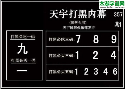 3d357期：天宇图谜(胆码杀号+必买五码)