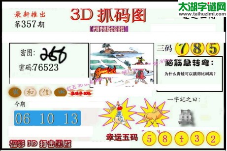 3d357期：红五3d图库总汇（复式定位）