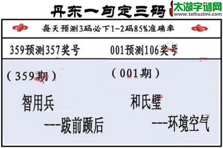 3d第2017001期丹东一句定三码