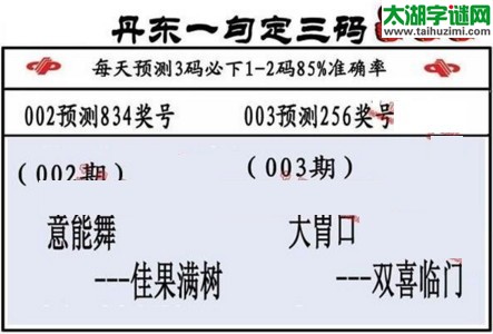 3d第2017003期丹东一句定三码